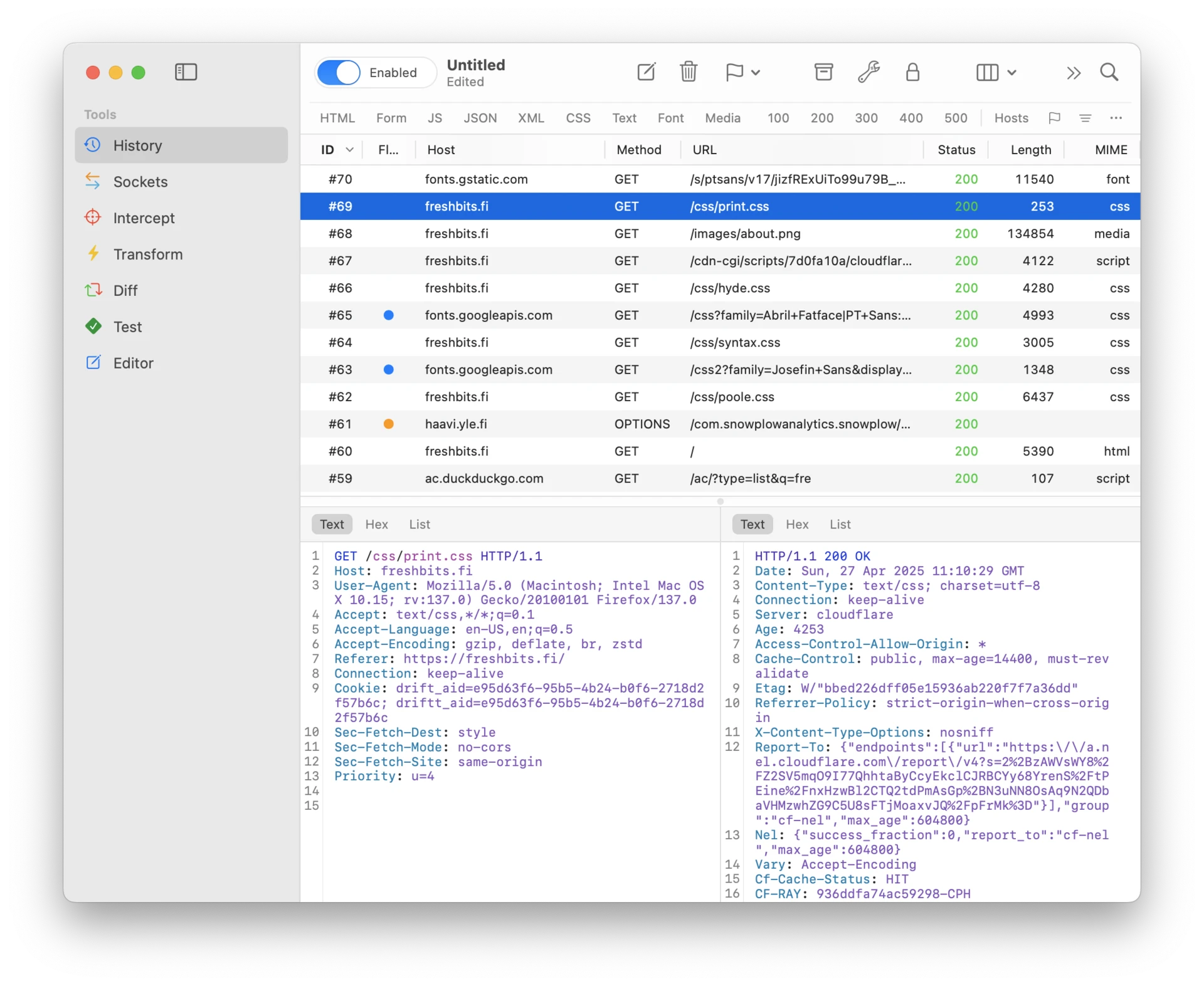 Screenshot of Proxygen App